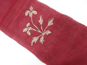 羅　花模様織り出し　名古屋帯